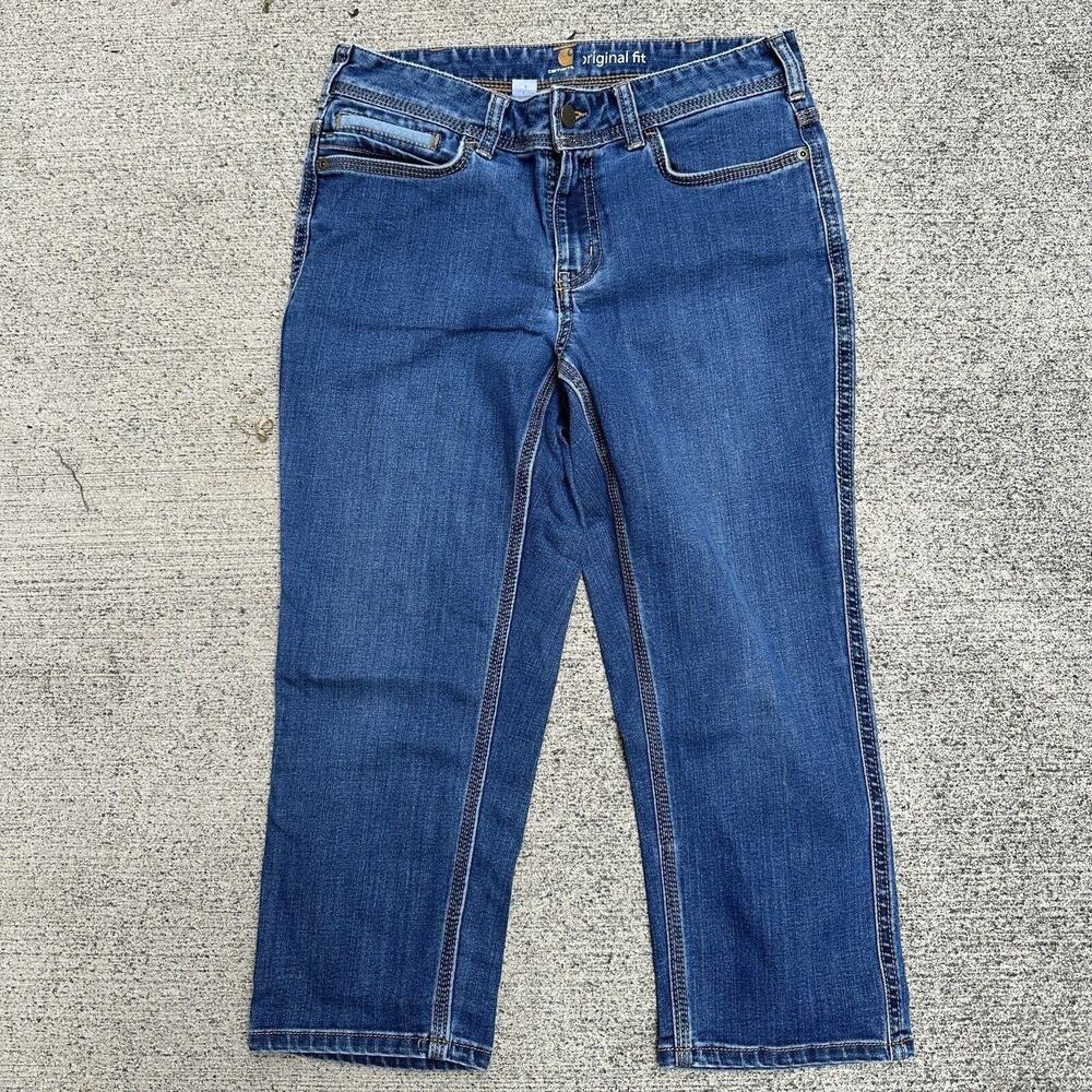 Carhartt Crop Jeans Womens 6 Blue Original Fit Capri Style Denim Straight Leg